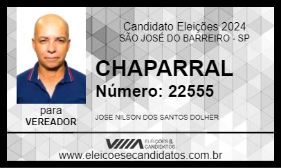 Candidato CHAPARRAL 2024 - SÃO JOSÉ DO BARREIRO - Eleições