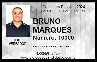 Candidato BRUNO MARQUES 2024 - SÃO JOSÉ DO BARREIRO - Eleições