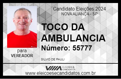 Candidato TOCO DA AMBULANCIA 2024 - NOVA ALIANÇA - Eleições