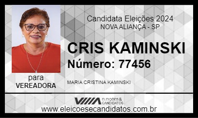 Candidato CRIS KAMINSKI 2024 - NOVA ALIANÇA - Eleições