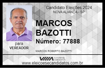 Candidato MARCOS BAZOTTI 2024 - NOVA ALIANÇA - Eleições