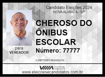 Candidato CHEROSO DO ÔNIBUS ESCOLAR 2024 - NOVA ALIANÇA - Eleições