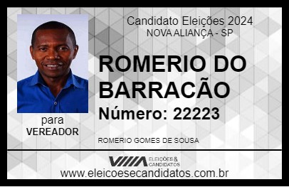 Candidato ROMERIO DO BARRACÃO 2024 - NOVA ALIANÇA - Eleições