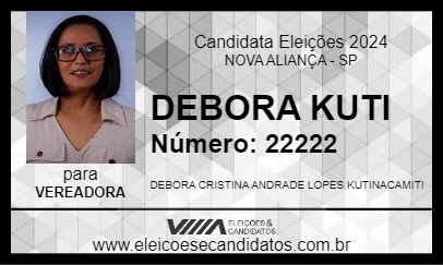 Candidato DEBORA KUTI 2024 - NOVA ALIANÇA - Eleições