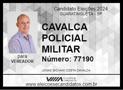 Candidato CAVALCA POLICIAL MILITAR 2024 - GUARATINGUETÁ - Eleições