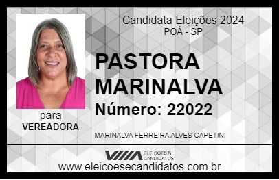 Candidato PASTORA MARINALVA CAPETINI 2024 - POÁ - Eleições