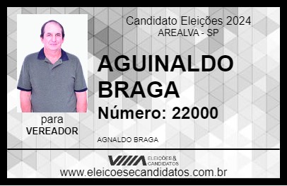 Candidato AGUINALDO BRAGA 2024 - AREALVA - Eleições