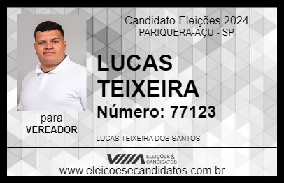 Candidato LUCAS TEIXEIRA 2024 - PARIQUERA-AÇU - Eleições