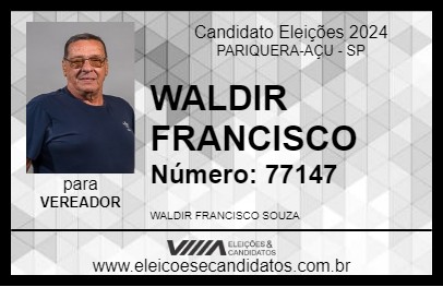 Candidato WALDIR FRANCISCO 2024 - PARIQUERA-AÇU - Eleições