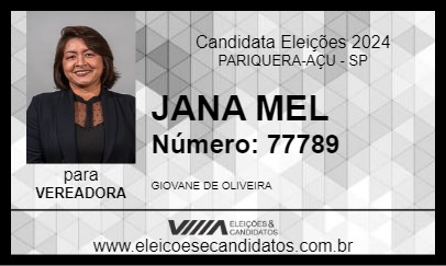 Candidato JANA MEL 2024 - PARIQUERA-AÇU - Eleições