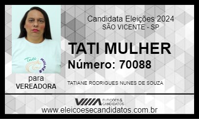 Candidato TATI MULHER 2024 - SÃO VICENTE - Eleições