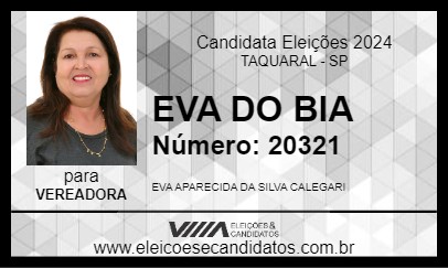 Candidato EVA DO BIA 2024 - TAQUARAL - Eleições