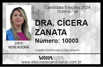 Candidato DRA. CÍCERA ZANATA 2024 - ITUPEVA - Eleições