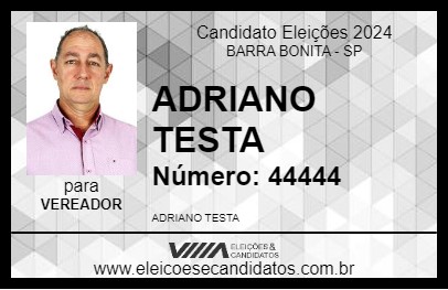 Candidato ADRIANO TESTA 2024 - BARRA BONITA - Eleições