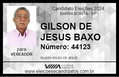 Candidato GILSON DE JESUS BAXO 2024 - BARRA BONITA - Eleições