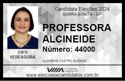 Candidato PROFESSORA ALCINEIDE 2024 - BARRA BONITA - Eleições