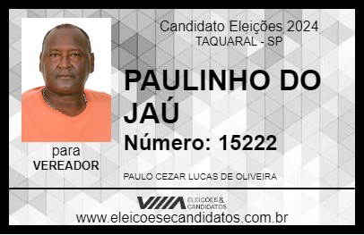 Candidato PAULINHO DO JAÚ 2024 - TAQUARAL - Eleições