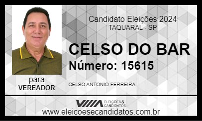 Candidato CELSO DO BAR 2024 - TAQUARAL - Eleições