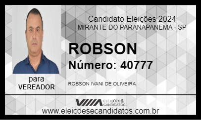 Candidato ROBSON 2024 - MIRANTE DO PARANAPANEMA - Eleições