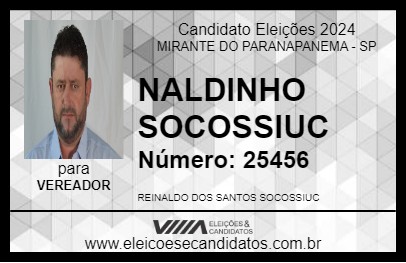 Candidato NALDINHO SOCOSSIUC 2024 - MIRANTE DO PARANAPANEMA - Eleições