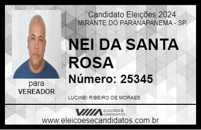 Candidato NEI DA SANTA ROSA 2024 - MIRANTE DO PARANAPANEMA - Eleições