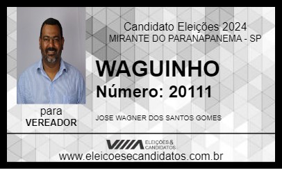 Candidato WAGUINHO 2024 - MIRANTE DO PARANAPANEMA - Eleições