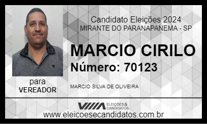 Candidato MARCIO CIRILO 2024 - MIRANTE DO PARANAPANEMA - Eleições