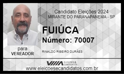 Candidato FUIÚCA 2024 - MIRANTE DO PARANAPANEMA - Eleições