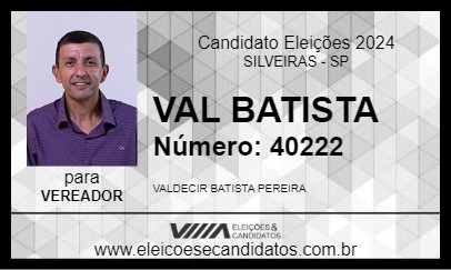 Candidato VAL BATISTA 2024 - SILVEIRAS - Eleições