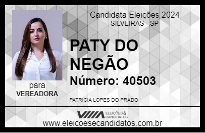 Candidato PATY DO NEGÃO 2024 - SILVEIRAS - Eleições