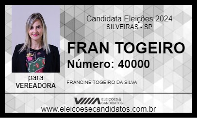 Candidato FRAN TOGEIRO 2024 - SILVEIRAS - Eleições