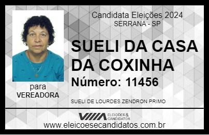 Candidato SUELI DA CASA DA COXINHA 2024 - SERRANA - Eleições