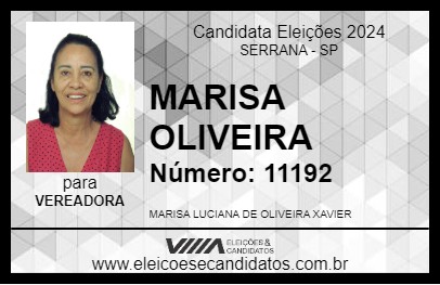 Candidato MARISA OLIVEIRA 2024 - SERRANA - Eleições