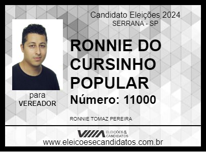 Candidato RONNIE DO CURSINHO POPULAR 2024 - SERRANA - Eleições