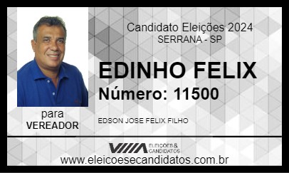 Candidato EDINHO FELIX 2024 - SERRANA - Eleições