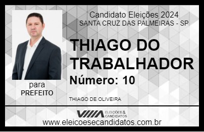 Candidato THIAGO DO TRABALHADOR 2024 - SANTA CRUZ DAS PALMEIRAS - Eleições