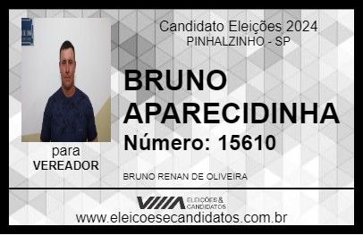 Candidato BRUNO APARECIDINHA 2024 - PINHALZINHO - Eleições