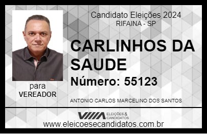 Candidato CARLINHOS DA SAUDE 2024 - RIFAINA - Eleições