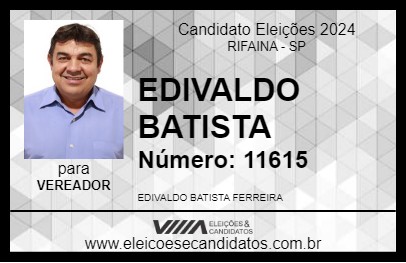 Candidato EDIVALDO BATISTA 2024 - RIFAINA - Eleições