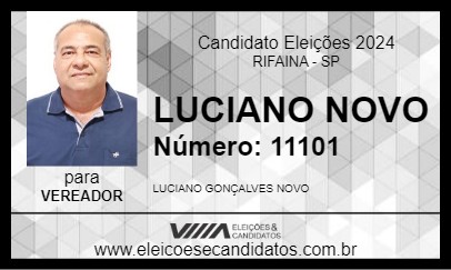 Candidato LUCIANO NOVO 2024 - RIFAINA - Eleições