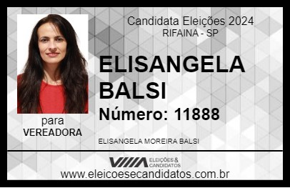 Candidato ELISANGELA BALSI 2024 - RIFAINA - Eleições