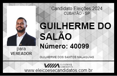 Candidato GUILHERME DO SALÃO 2024 - CUBATÃO - Eleições