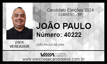 Candidato JOÃO PAULO 2024 - CUBATÃO - Eleições