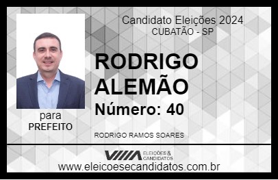 Candidato RODRIGO ALEMÃO 2024 - CUBATÃO - Eleições