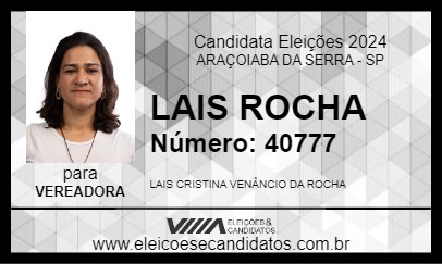 Candidato LAIS ROCHA 2024 - ARAÇOIABA DA SERRA - Eleições