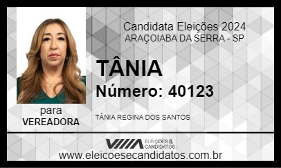 Candidato TÂNIA 2024 - ARAÇOIABA DA SERRA - Eleições