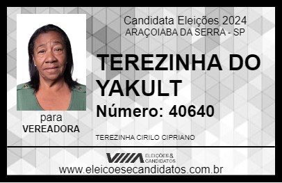 Candidato TEREZINHA DO YAKULT 2024 - ARAÇOIABA DA SERRA - Eleições