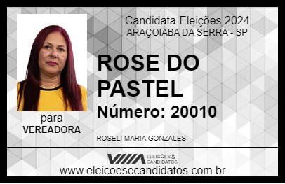 Candidato ROSE DO PASTEL 2024 - ARAÇOIABA DA SERRA - Eleições