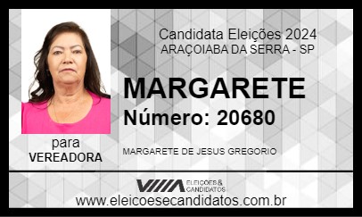 Candidato MARGARETE 2024 - ARAÇOIABA DA SERRA - Eleições