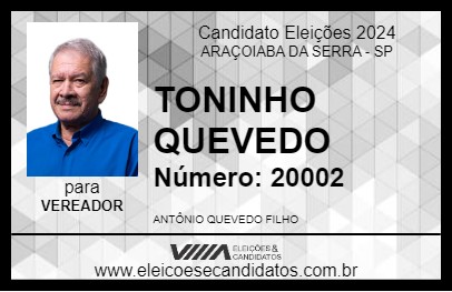 Candidato TONINHO QUEVEDO 2024 - ARAÇOIABA DA SERRA - Eleições